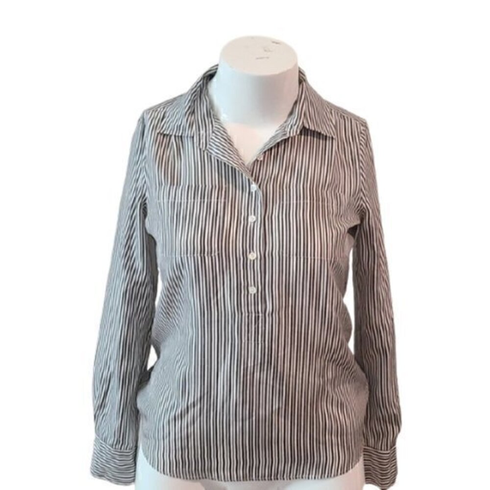 [J Crew] Silk Half Button Long Sleeve- Size 4